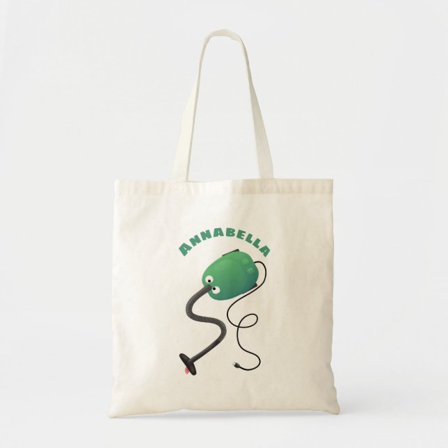 Cute vacuum cleaner cartoon humour tote bag (Front)