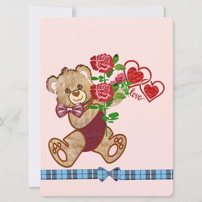 Cute Valentine Bear Holiday Card (Front)