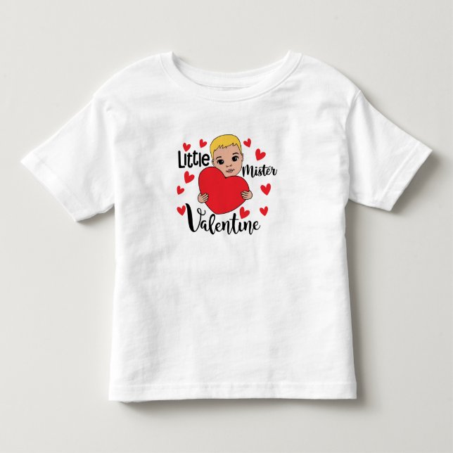 Cute Valentine Boy Holding Heart Gift Art for Kids Toddler T-Shirt (Front)