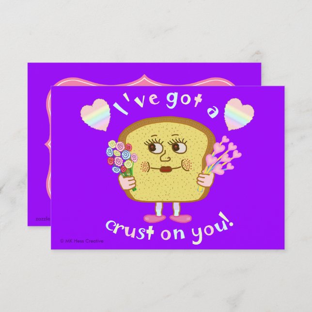 Cute Valentine Bread Pun Kids Classroom Invitation (Front/Back)
