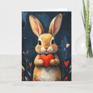 Cute Valentine Bunny Modern Art Card