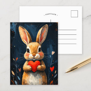 Cute Valentine Bunny Modern Art Postcard