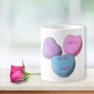 Cute Valentine Candy Heart Custom Text & Names Coffee Mug