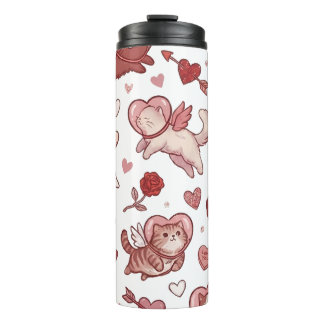 Cute Valentine Cat Leggings Thermal Tumbler