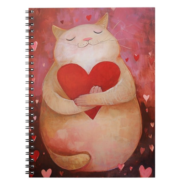 Cute Valentine Cat Notebook (Front)