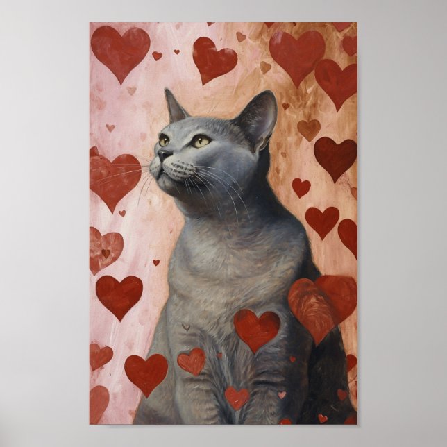 Cute Valentine Cat Poster (Front)