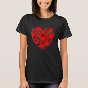 Cute Valentine Chicken Heart Couple Pet Animals T-Shirt