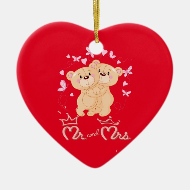 Cute valentine couple ceramic ornament (Front)