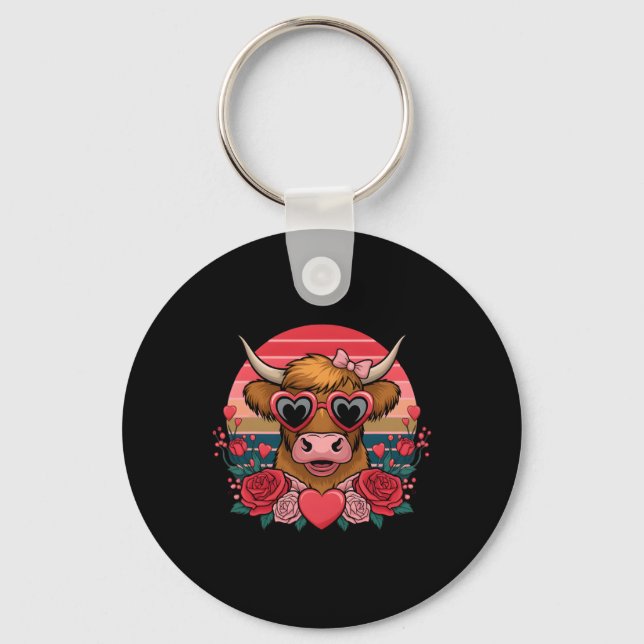 Cute Valentine Cow Lover Funny Valentines For Wome Key Ring (Front)