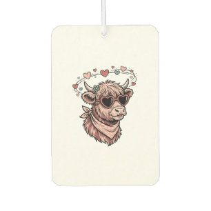 Cute Valentine Cow Vintage Engraving Heart Glasses Car Air Freshener
