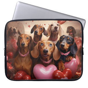 CUTE VALENTINE DACHSHUND DOGS LAPTOP SLEEVE