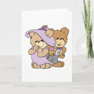 cute valentine date teddy bear couple holiday card