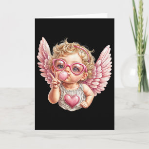 Cute Valentine Day Cute Blowing Bubble Cupid With Card