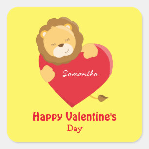 Cute Valentine Day for Her Yellow Square Sticker