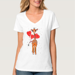 Cute Valentine day giraffe heart balloons  T-Shirt