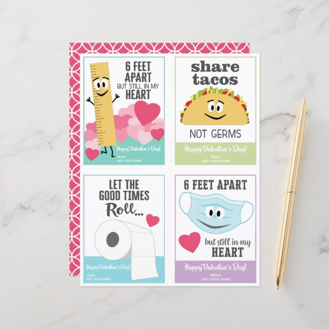 Cute Valentine Day Party Classroom  - 4 on a Page (Front/Back In Situ)