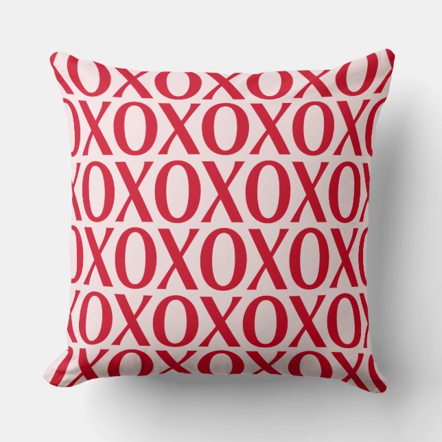 Cute Valentine Day XOXO Red And Pink Cushion (Front)