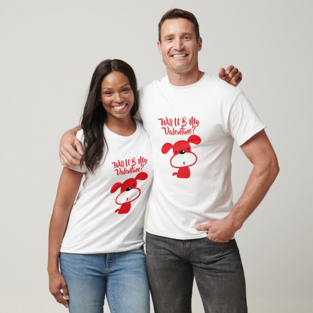 Cute Valentine Dog Design T-Shirt (Unisex)
