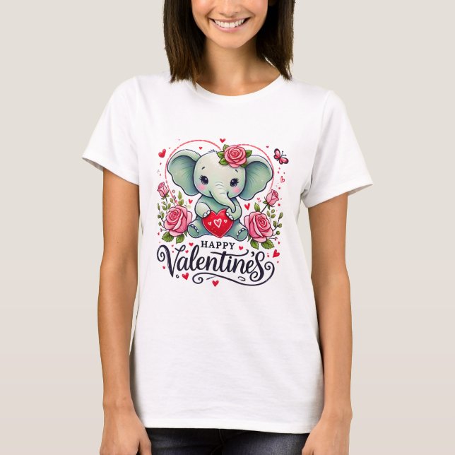 Cute valentine elephant T-Shirt (Front)