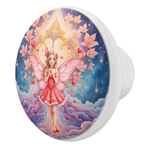Cute Valentine Fairy – Heart of the Moonlit Realms Ceramic Knob