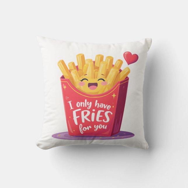 Cute Valentine French Fries Pun Cushion (Front)