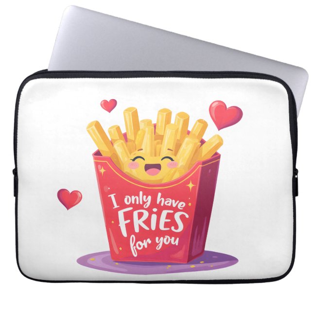 Cute Valentine French Fries Pun Laptop Sleeve (Front)