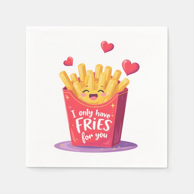 Cute Valentine French Fries Pun Napkin (Front)