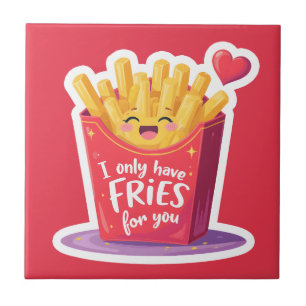 Cute Valentine French Fries Pun Tile