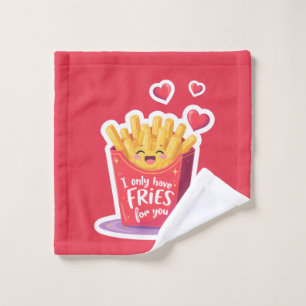Cute Valentine French Fries Pun Wash Cloth