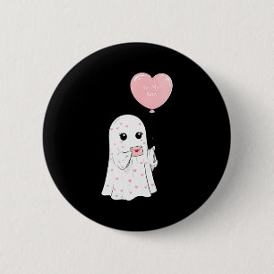 Cute valentine ghost be my boo heart balloon 6 cm round badge