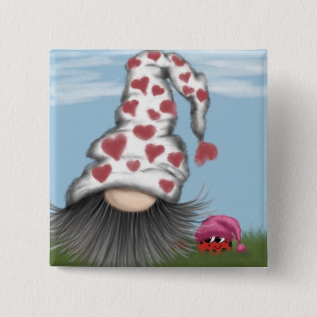 Cute Valentine Gnome 15 Cm Square Badge (Front)