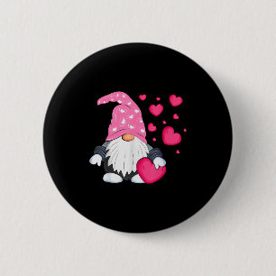 Cute Valentine Gnome Holding Heart Balloon Peace L 6 Cm Round Badge