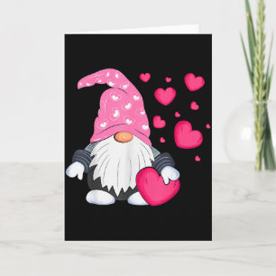 Cute Valentine Gnome Holding Heart Balloon Peace L Card