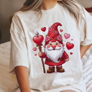 Cute Valentine Gnome With Love Hearts & Cupid Staf Tri-Blend Shirt
