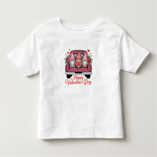cute-valentine-gnomes-pink-truck-happy-valentines- toddler T-Shirt