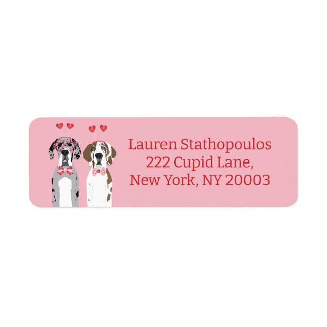 Cute Valentine Great Dane Dogs Pink Red (Front)