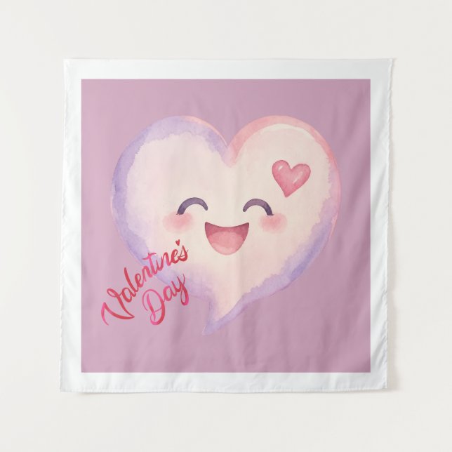 Cute Valentine Heart Wall Tapestry Decor (Front)