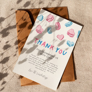 Cute Valentine Hearts Gender Reveal Thank You Card