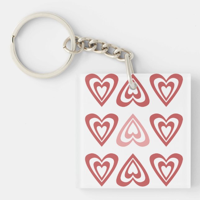 Cute Valentine Hearts – Love & Romance Design Key Ring (Front)