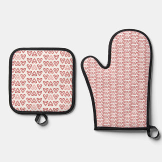 Cute Valentine Hearts – Love & Romance Design Oven Mitt & Pot Holder Set