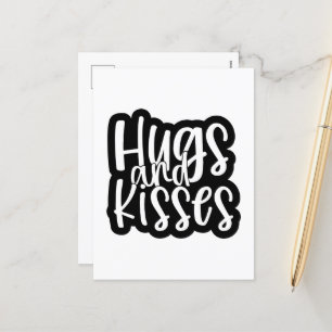 cute Valentine hugs kisses word art Holiday Postcard