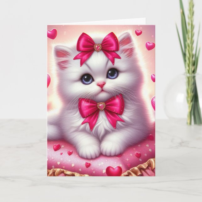Cute Valentine Kitten Card (Front)