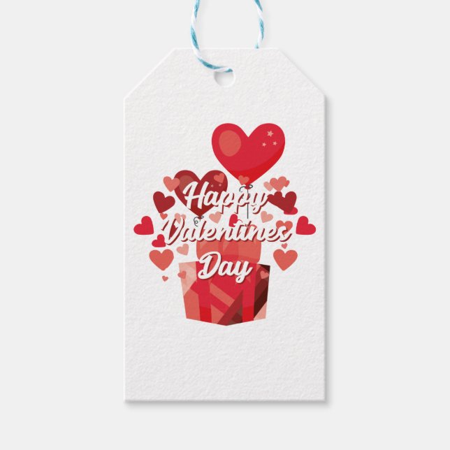 Cute Valentine Love Hearts Gift Tags (Front)