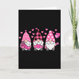 Cute Valentine Nordic Gnomes With Hearts And Plaid Card