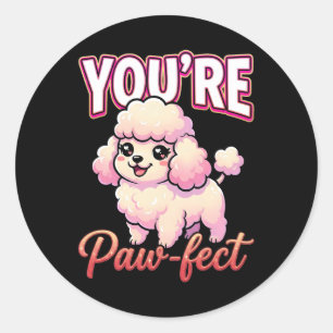 Cute Valentine Poodle – You’re Paw-fect Classic Round Sticker