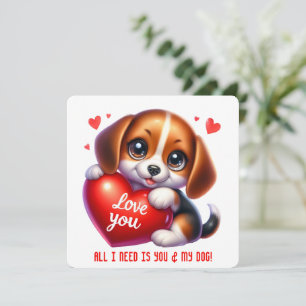 Cute Valentine Puppy - Valentine's Day Card