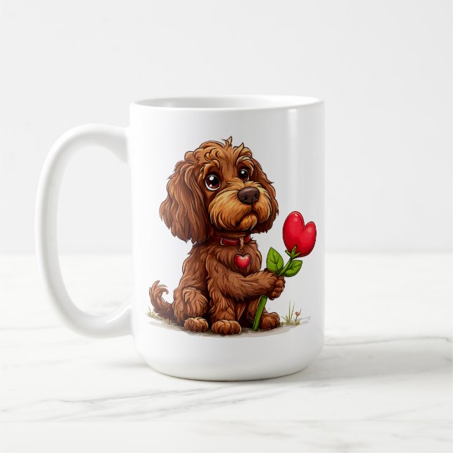 Cute Valentine’s Day dog Coffee Mug (Left)