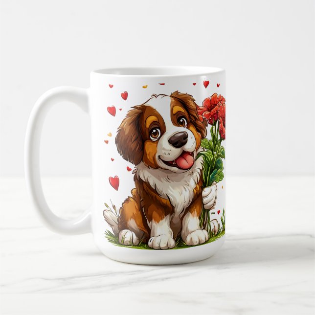 Cute Valentine’s Day dog Coffee Mug (Left)