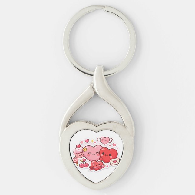 Cute Valentine’s Day Heart Keychain – Perfect gift (Front)
