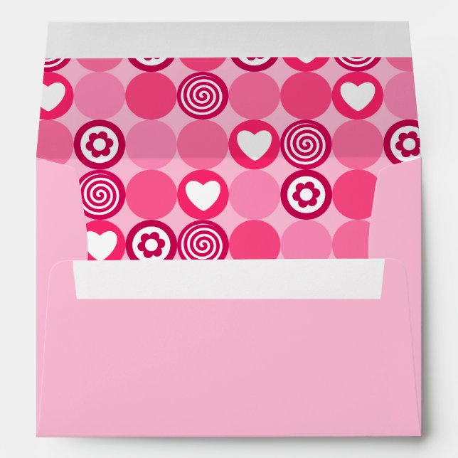 Cute Valentine’s Galentine’s Day Pink Heart Flower Envelope (Back (Bottom))